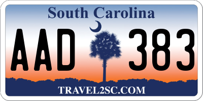 SC license plate AAD383