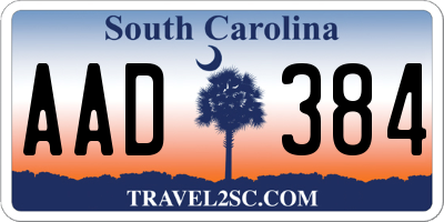 SC license plate AAD384