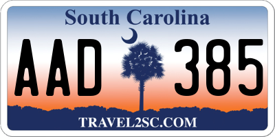 SC license plate AAD385