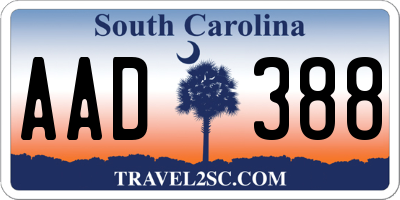 SC license plate AAD388