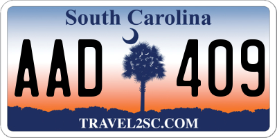 SC license plate AAD409