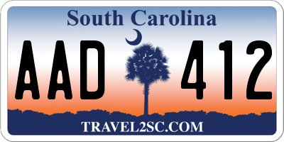 SC license plate AAD412