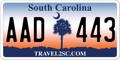 SC license plate AAD443