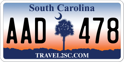 SC license plate AAD478
