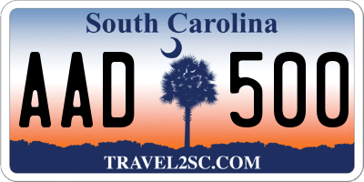 SC license plate AAD500