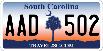 SC license plate AAD502