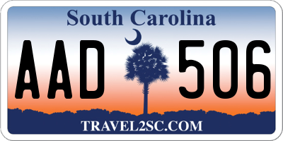 SC license plate AAD506