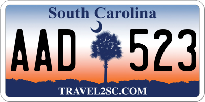 SC license plate AAD523