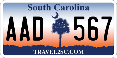 SC license plate AAD567