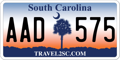 SC license plate AAD575