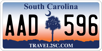 SC license plate AAD596