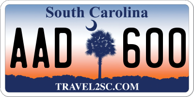 SC license plate AAD600