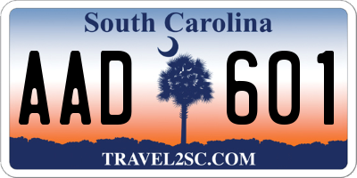 SC license plate AAD601