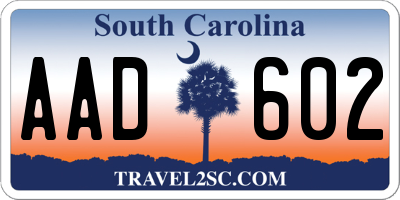 SC license plate AAD602