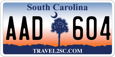 SC license plate AAD604