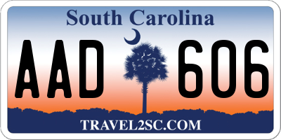 SC license plate AAD606