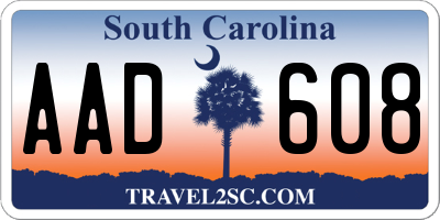 SC license plate AAD608