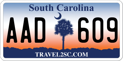 SC license plate AAD609