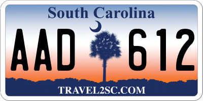 SC license plate AAD612