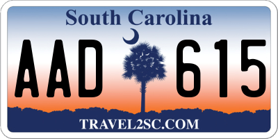 SC license plate AAD615
