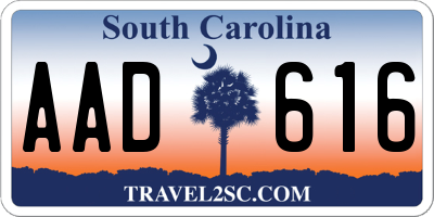 SC license plate AAD616