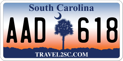 SC license plate AAD618