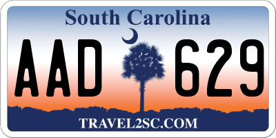 SC license plate AAD629