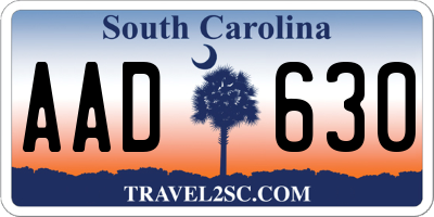 SC license plate AAD630