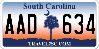 SC license plate AAD634