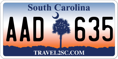 SC license plate AAD635