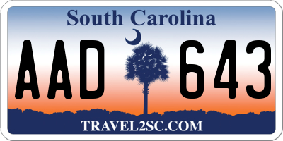 SC license plate AAD643