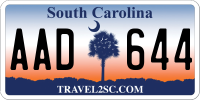 SC license plate AAD644