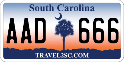 SC license plate AAD666