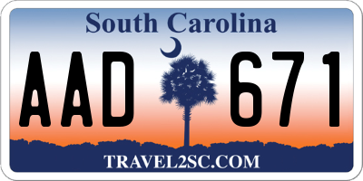 SC license plate AAD671