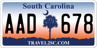 SC license plate AAD678