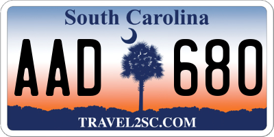 SC license plate AAD680