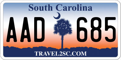 SC license plate AAD685