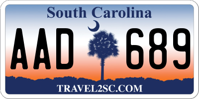 SC license plate AAD689