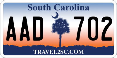 SC license plate AAD702