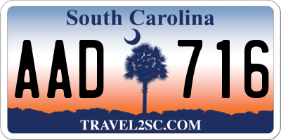 SC license plate AAD716
