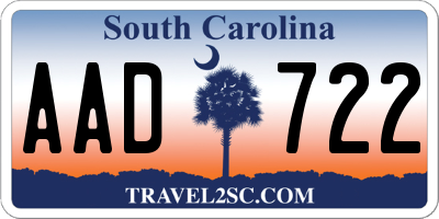 SC license plate AAD722