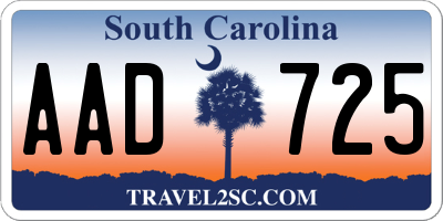 SC license plate AAD725