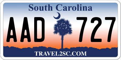 SC license plate AAD727