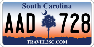 SC license plate AAD728