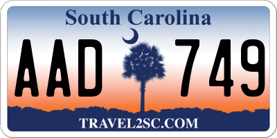 SC license plate AAD749