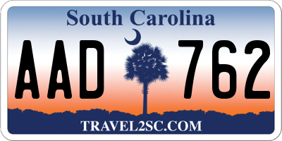 SC license plate AAD762