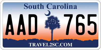 SC license plate AAD765