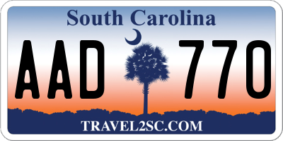 SC license plate AAD770