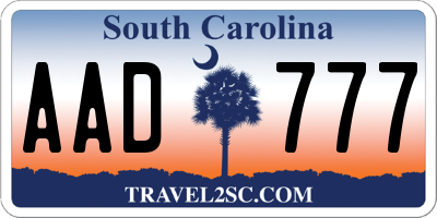 SC license plate AAD777