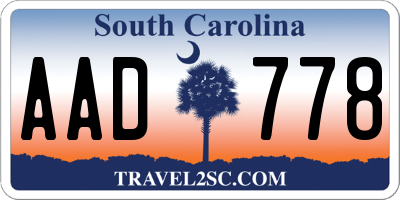 SC license plate AAD778